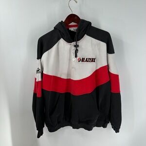VTG 90s Y2K Portland Trail Blazers Basketball NBA By Apexone Mens Black Hoodie L